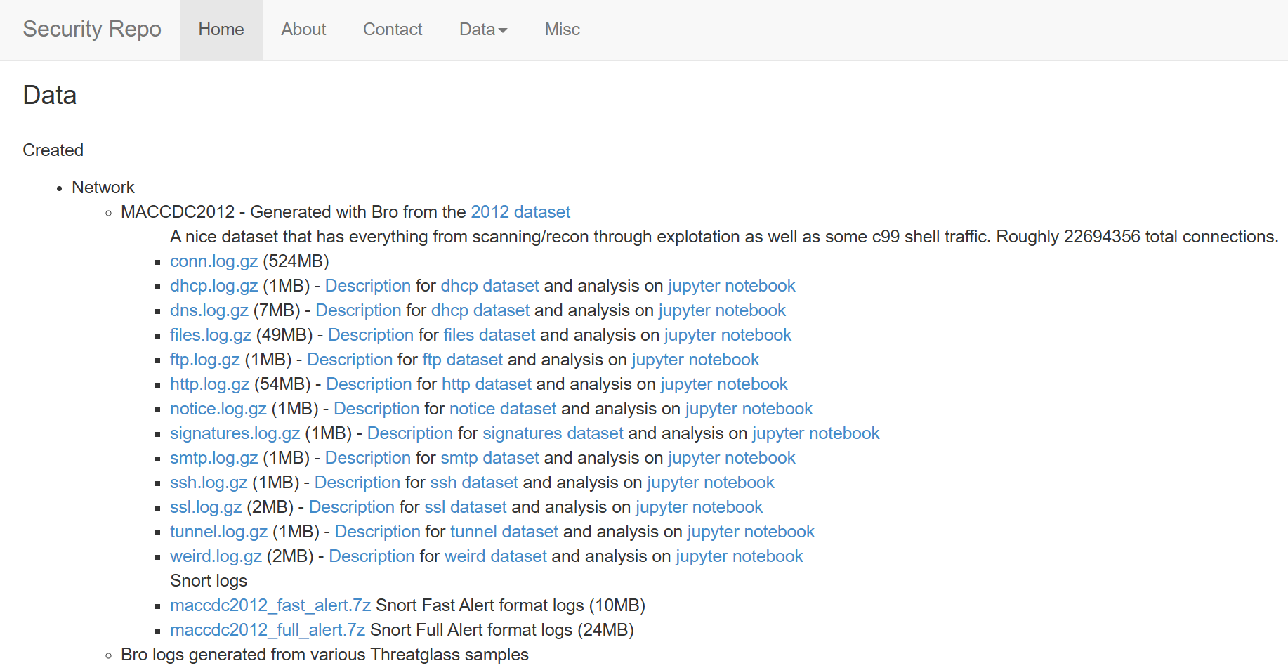 SecRepo Dataset Screenshot