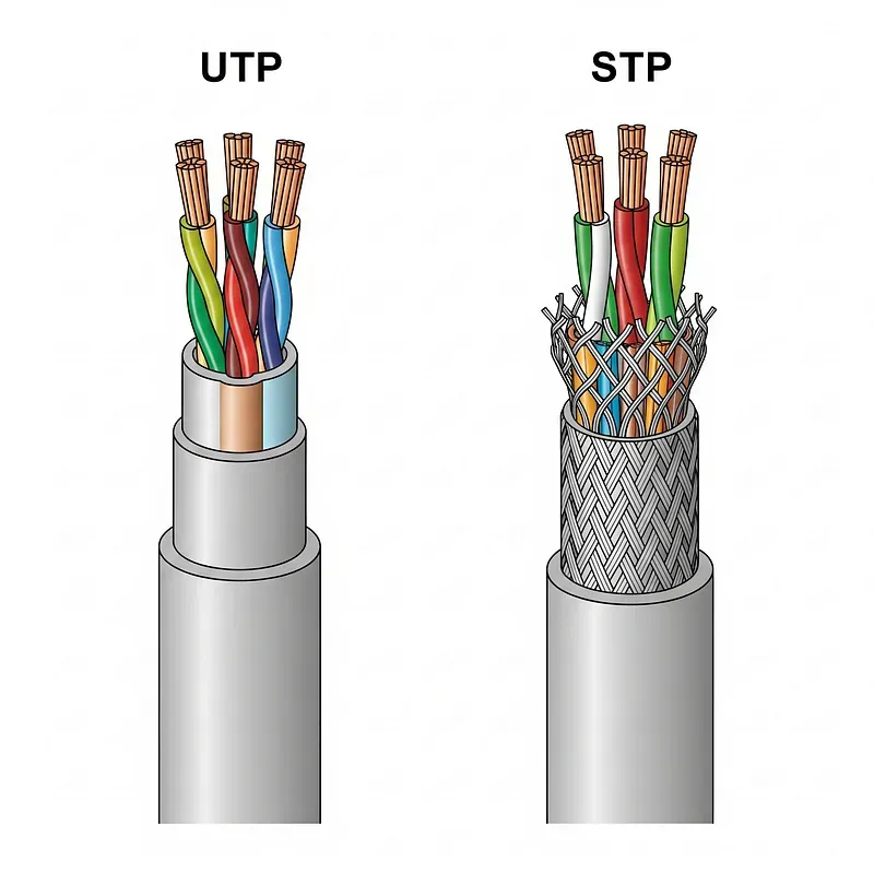 UTP ve STP kablo yapısı karşılaştırması