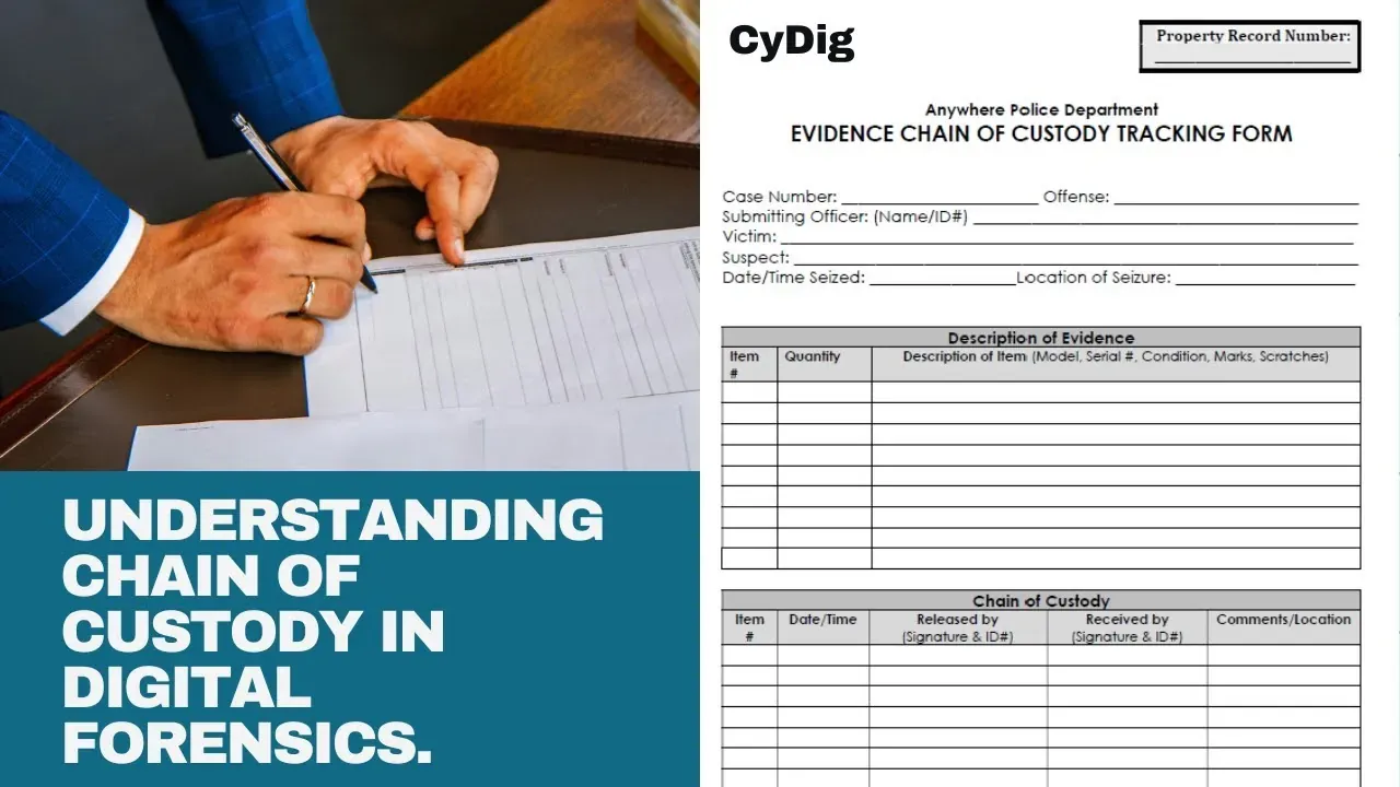 Zincirleme delil (Chain of Custody) formu örneği — her transferde imza, tarih/saat ve cihaz tanımı zorunludur